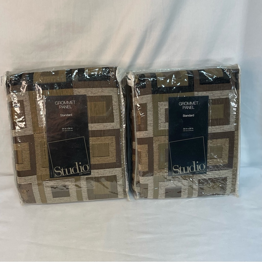 JCP Studio 2 Grommet Curtain Panels 54”X84” Midcentury Modern Black and Bronze - Picture 8 of 13